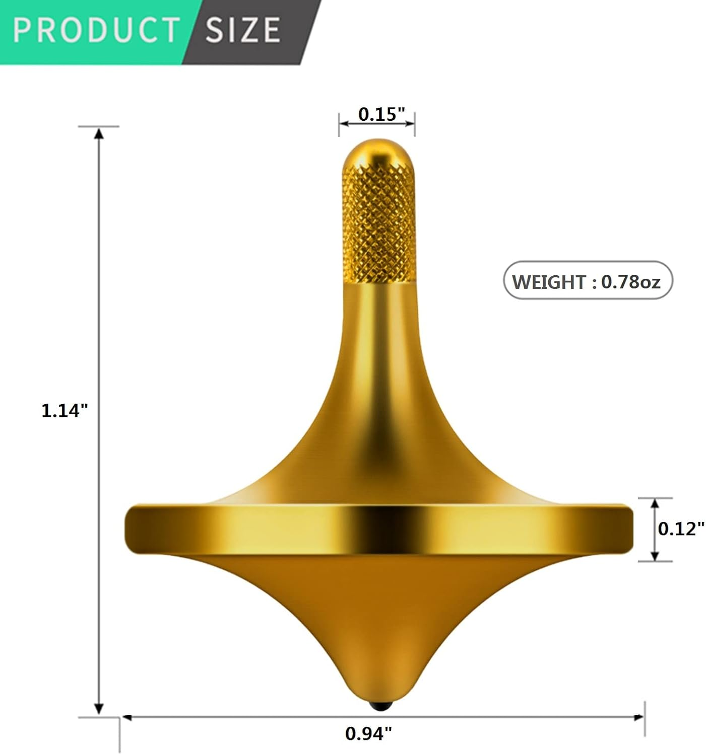 (S, Gold) - CHEETOP Precision Brass Spinning Top,Elegant Stable Metal Desktop Toy Gyro,Relaxation Toy,Hardest Silicon Nitride Is Inlaid at the Bottom,Quiet Noiseless (Small Size Gold-Diameter 24Mm)