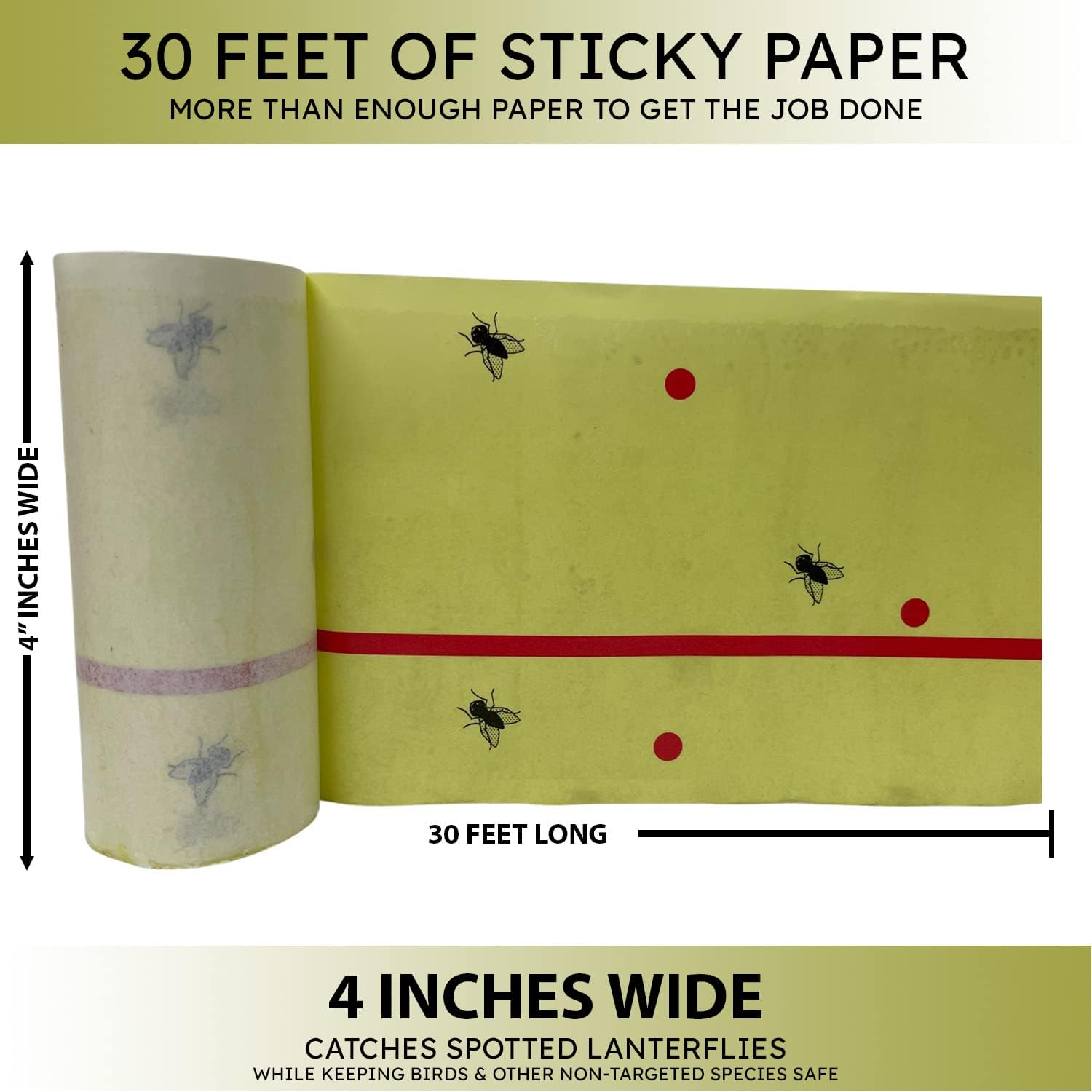 W4W, Spotted Lantern Fly Tree Trap - 4 Rolls (30 Feet Each Roll) - Lanternfly Tree Tape Creates a Sticky Barrier Protecting Trees from Harmful Insects - Non-Toxic image number 4