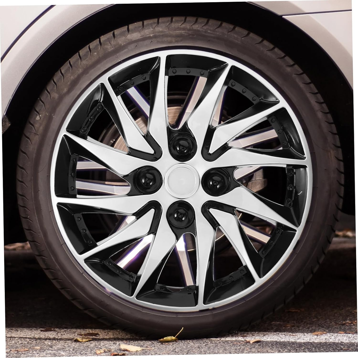 PLAFOPE Stylish Car Hubcap Set 14 Inch Wheel Rim Covers Automotive Decorative Hubcaps image number 1