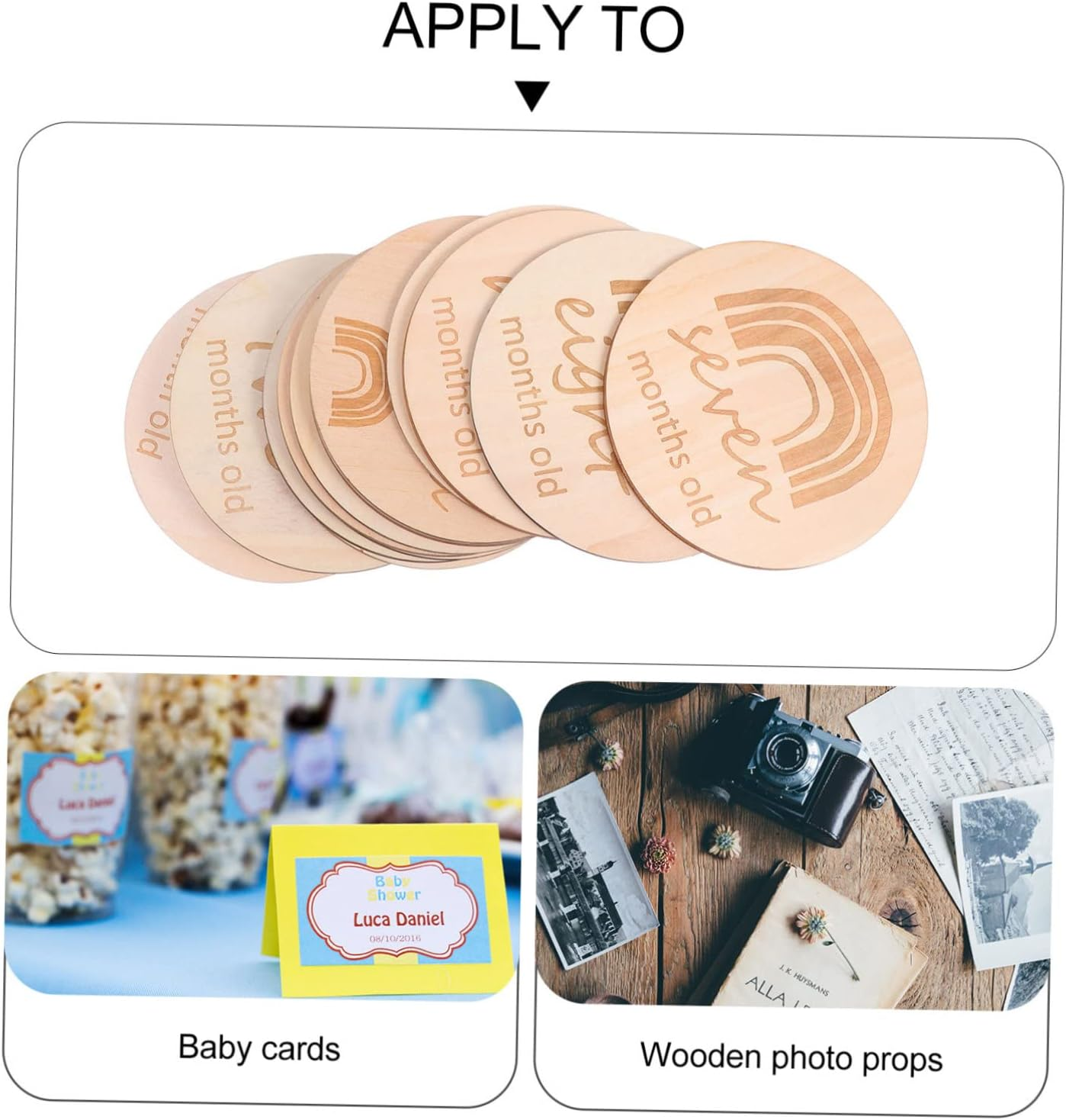 BESPORTBLE Wood Baby Monthly Growth Recording Cards for Newborns, Double-Sided Rainbow Design, Photography Props for Baby Shower, 13Pcs Set, Milestone Tracking for Infant Development image number 1