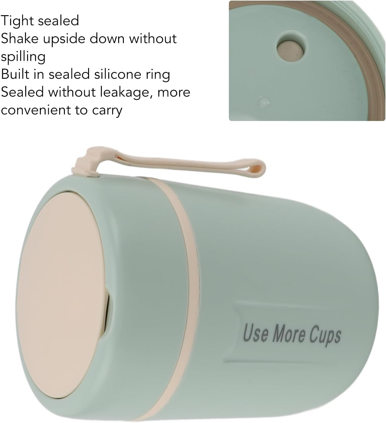 Insulated Food Jar, 500Ml Kids' Vacuum Triple Layer Insulated 304 Stainless Steel Food Jar, Leakproof Lid Soup Thermos for Hot Food with Folding Spoon, for Hot & Cold Food (Mint image number 4