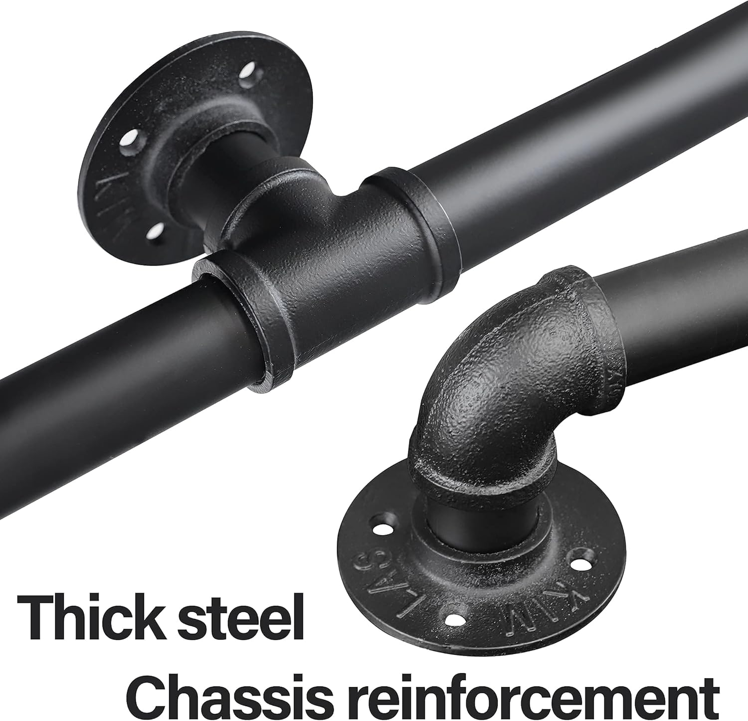 Handrails for Outdoor Steps 5FT, Galvanized Steel Handrails for Indoor Stairs Easy to Install, Iron Balusters Hand Railing Indoor Outdoor for Household or Commercial Buildings image number 2