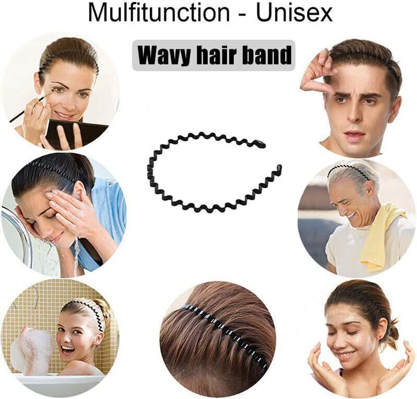 AIMALL 1PCS Sports Metal Wave Hoop Headband, Flexible & Durable Unisex Hair Band, Ideal for Men, Women, and Girls, Perfect for Sports & Daily Wear