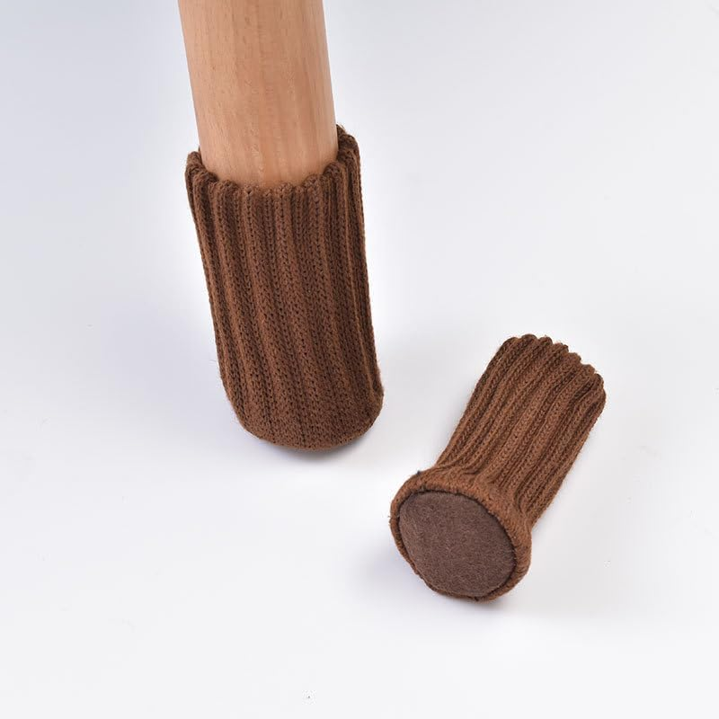 Aoozleny 16Pcs Furniture Leg Socks, Coffee Knitted Protectors Chair Leg Cover, High Elastic Chair Leg Coversmoving Easily and Reduce Noise Wood Floor Protectors, Brown image number 3