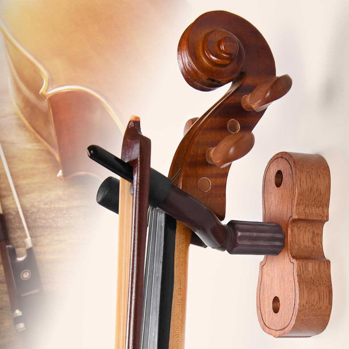 WOGOD Violin Hanger Home and Studio Wall Hanger for Violin or Viola.Made of Hardwood (Sapele) image number 4