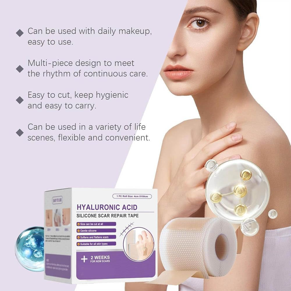 2Pcs Hyaluronic Acid Nano Repair Tape,Silicone Tape for Face Wrinkles,Reusable Sheets,For All Skin Types image number 6