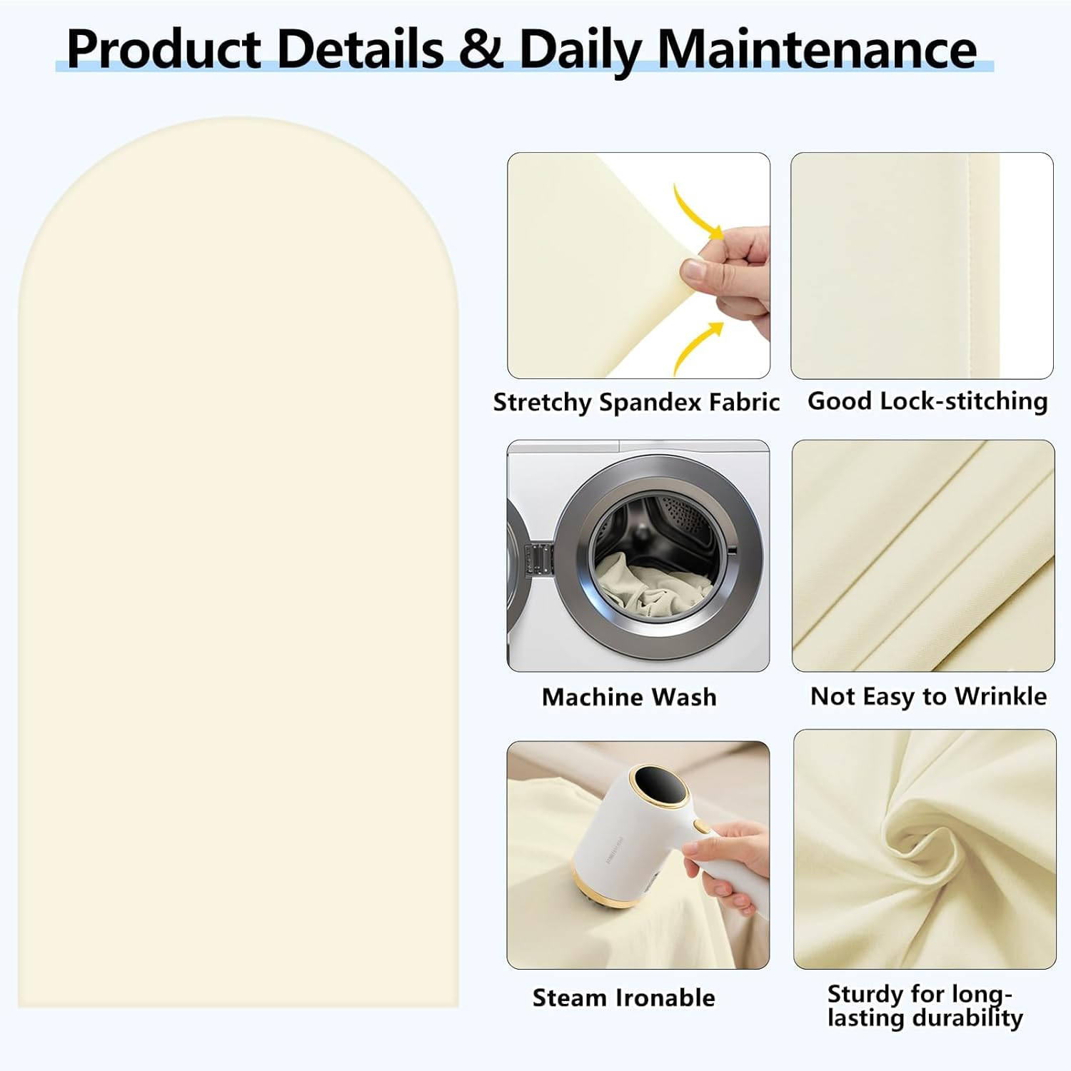 6.6 Ft Light Beige Arch Backdrop Cover (No Arch Stand), Stretchy Backdrop for Balloon Arches, Wedding, Birthday Party, Baby Shower. image number 4