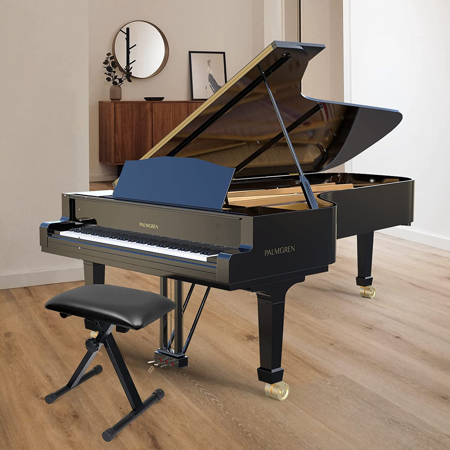 Piano Keyboard Stand Double Braced Adjustable X Style Digital Piano Stand with Locking Straps (Fits 54-88 Key Electric Pianos) - Stand  Bench image number 1