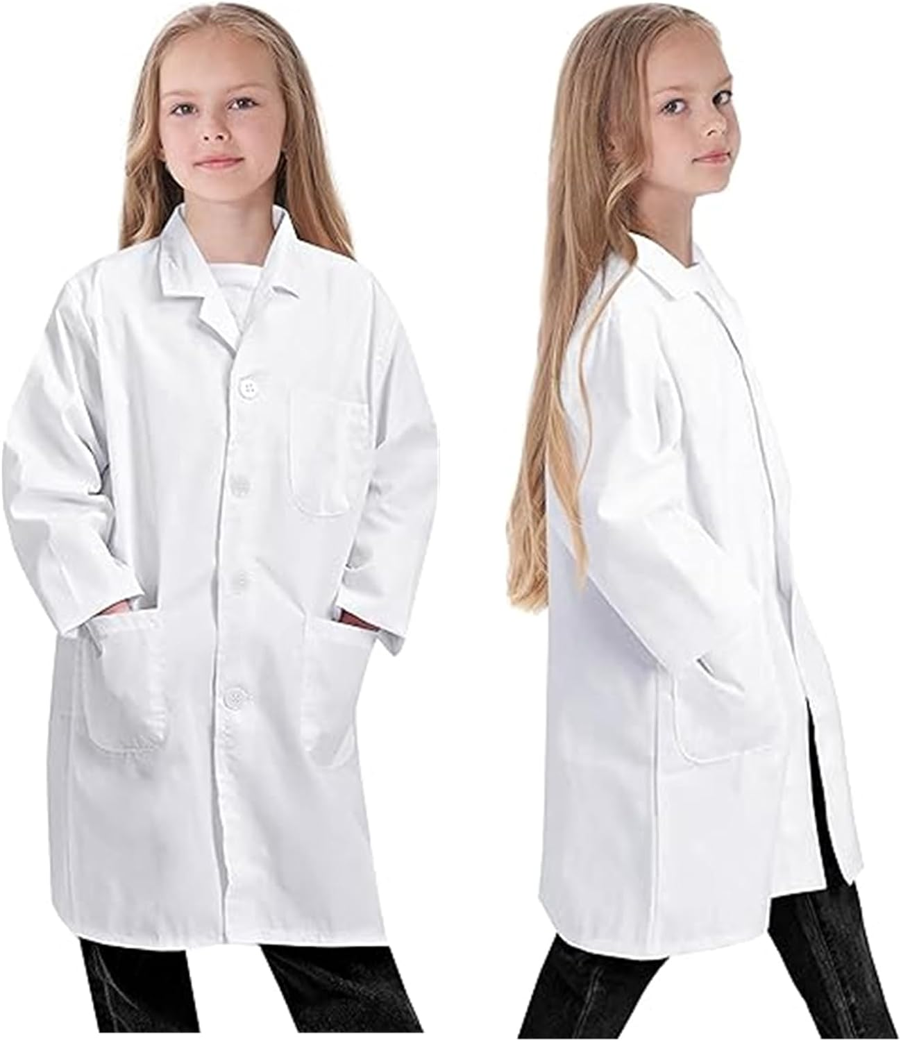 Kids Doctor Lab Coat, Girls and Boys Doctor White Lab Coat Costumes - 3/4 Length Lightweight Lab Coat, Halloween Doctor Lab Costume Suitable for 130Cm - 155Cm Children