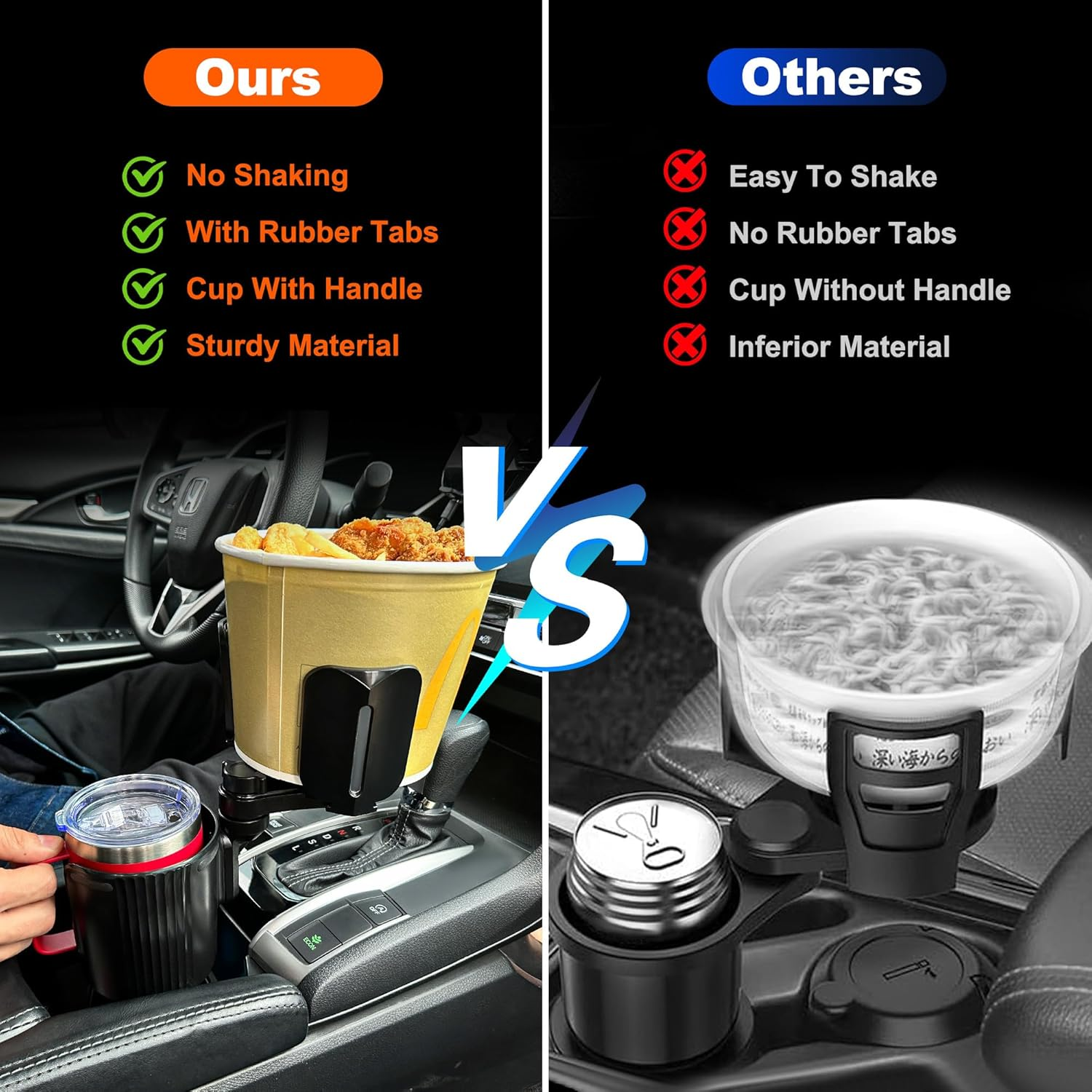 Car Cup Holder Expander, Adjustable Cup Holder Expander for Car with Non-Slip Coaster, Large Cup Holder Extender Adapter with Base Expandable Insert, Fits Less than 5" Bottles & Foods image number 3