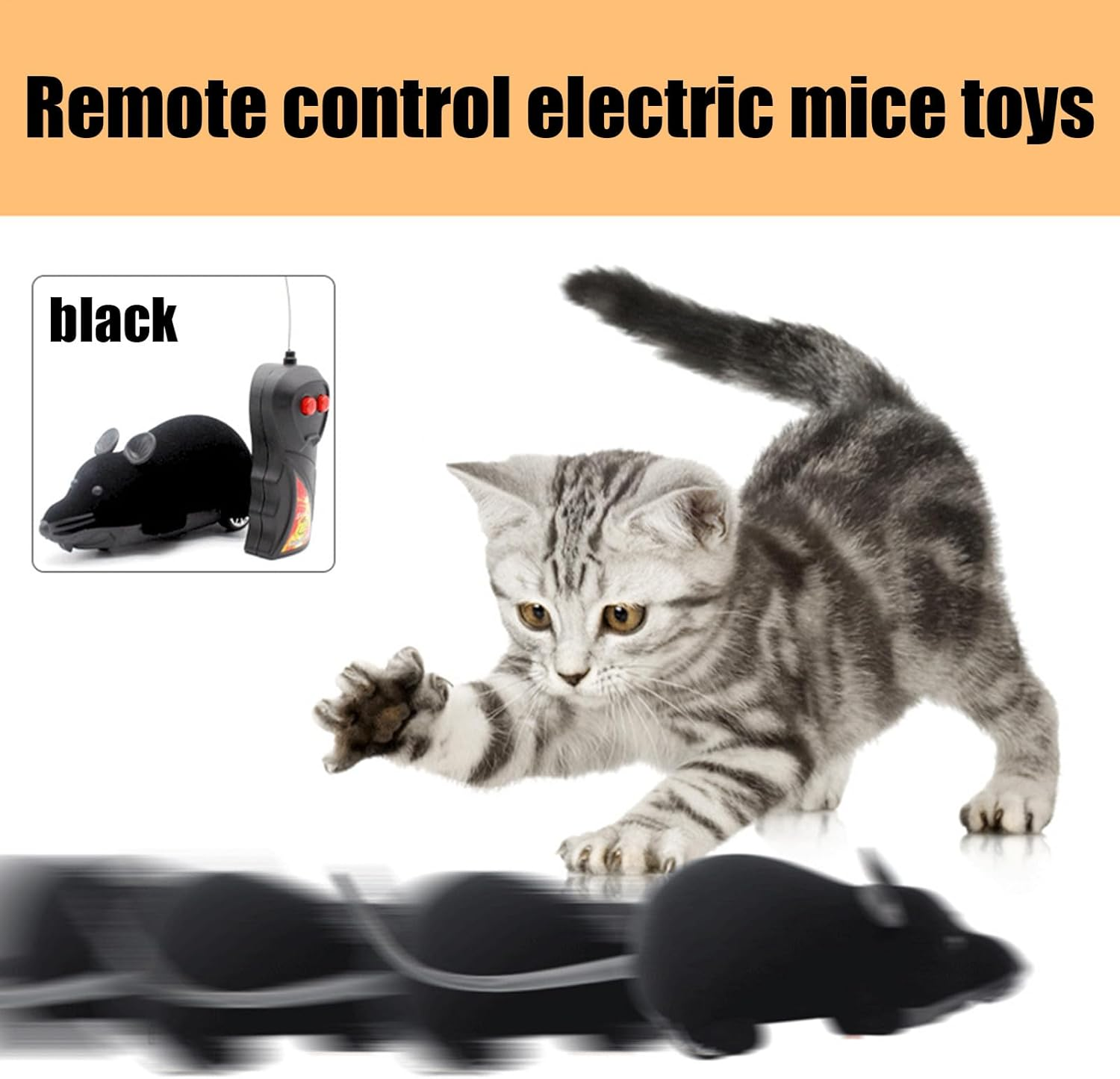 SVCEQZE Remote Control Mice Cat Toy,Flocking Remote Control Mice - Prank Stuff Interactive Pet Supply for Home Training Exercise Bedroom Indoor Dogs Travel Family Daily Living Room image number 6