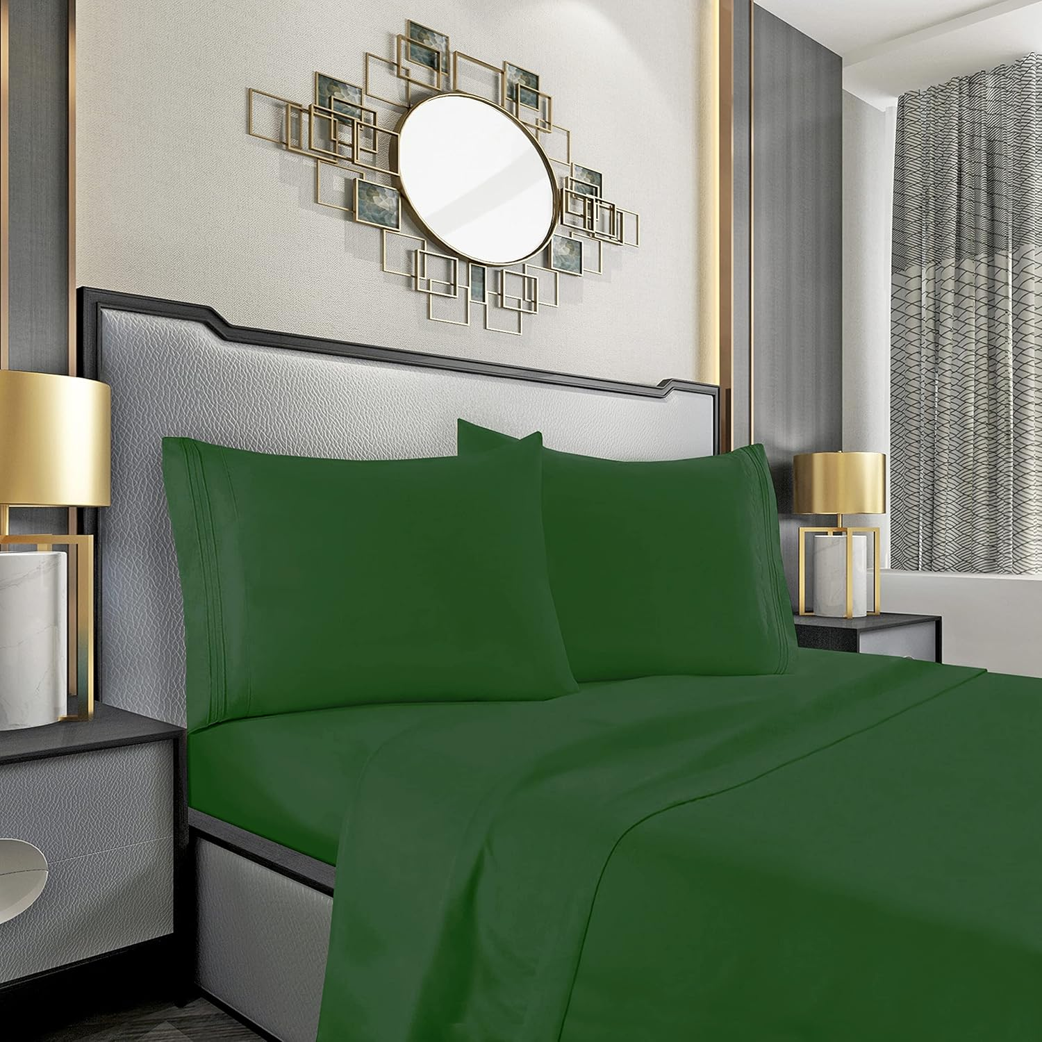 Mocassi Twin Sheet Set - Luxury Hotel 1800 Premier Bedding Sheets & Pillowcases - Ultra Soft Breathable & Cooling Bed Sheets - Deep Pocket - Wrinkle Resistant - 4 Piece Set - Twin, Hunter Green image number 7