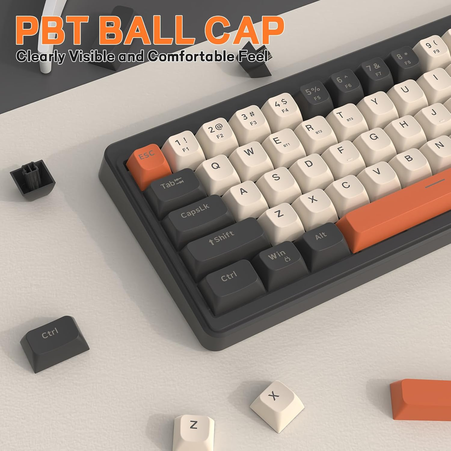 FREEWOLF M68 65% Wireless Gaming Keyboard,Bluetooth/2.4Ghz/ Wired Tri-Mode Silent Membrane Keyboard,Pbt Keycaps,2000Mah Rechargeable,67 Keys Rainbow LED Backlit PC Gaming Keyboard for Win/Mac-Shimmer image number 6