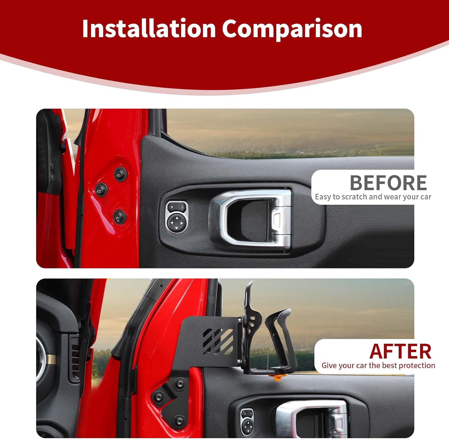 PDKLIN for Jeep JL Front Door Side Cup Holder for Jeep Wrangler JL Jlu/Gladiator JT 2018-2024 Accessories Passenger Cup Holder (Right) image number 4