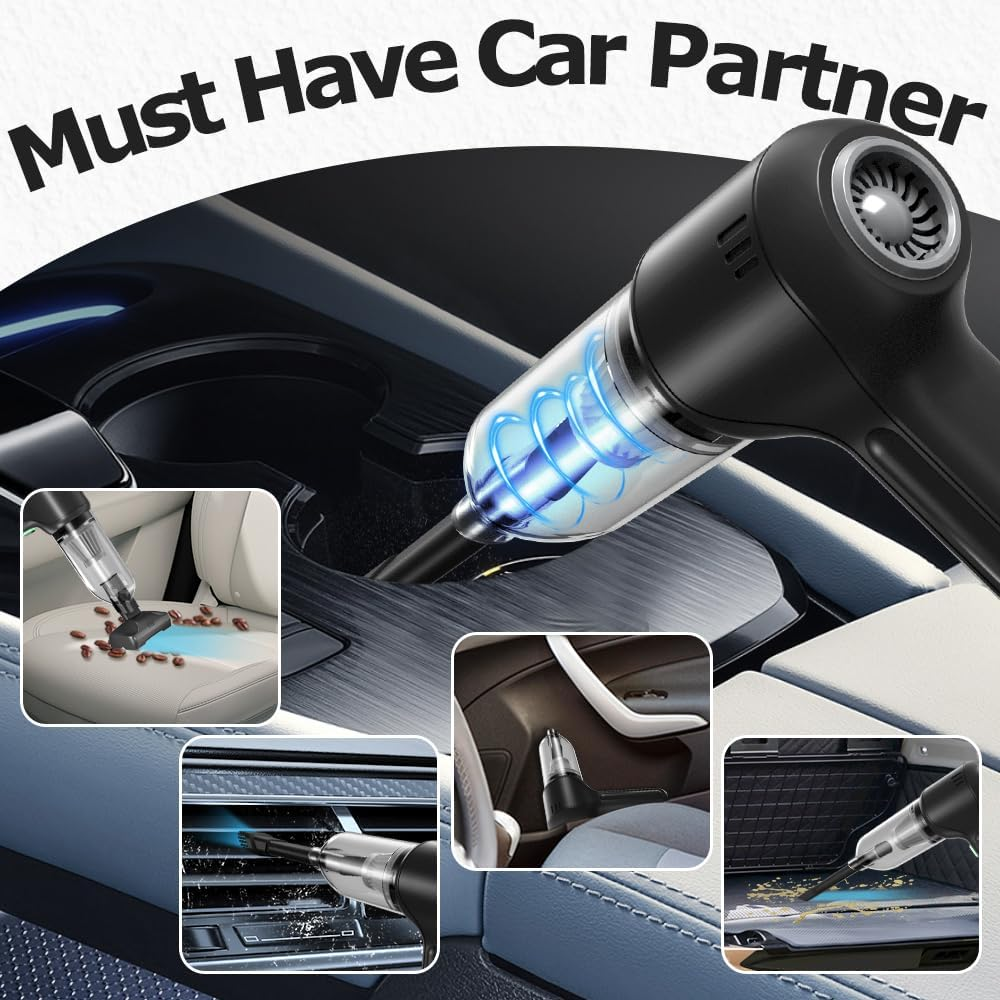 Ekbas Car Vacuum High Power Scution 18000PA 3 in 1 Blower Brushless Motor Wireless Handheld Vacuum Cleaner,120W Lightweight Cordless Mini Vacuum Portable Vacuum for Car Pet Hair Men Women Home Office