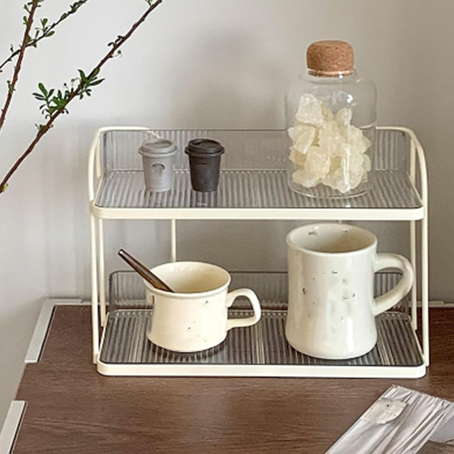 Makeup Organizer, Transparent Double Layer Storage Rack Desktop Cosmetic Storage Rack Organizer Skin Care Perfume Stand Makeup Storage Holder for Bedroom image number 2