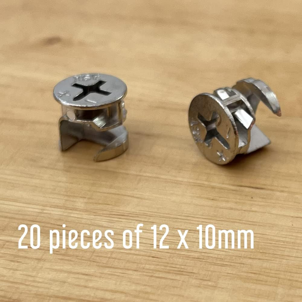 12 X 10Mm Cam Lock Replacements, Cam Connector Fittings, Furniture Cam Lock Nut Hardware Parts for Cabinet Dresser Drawer Table, 20 Pieces image number 2