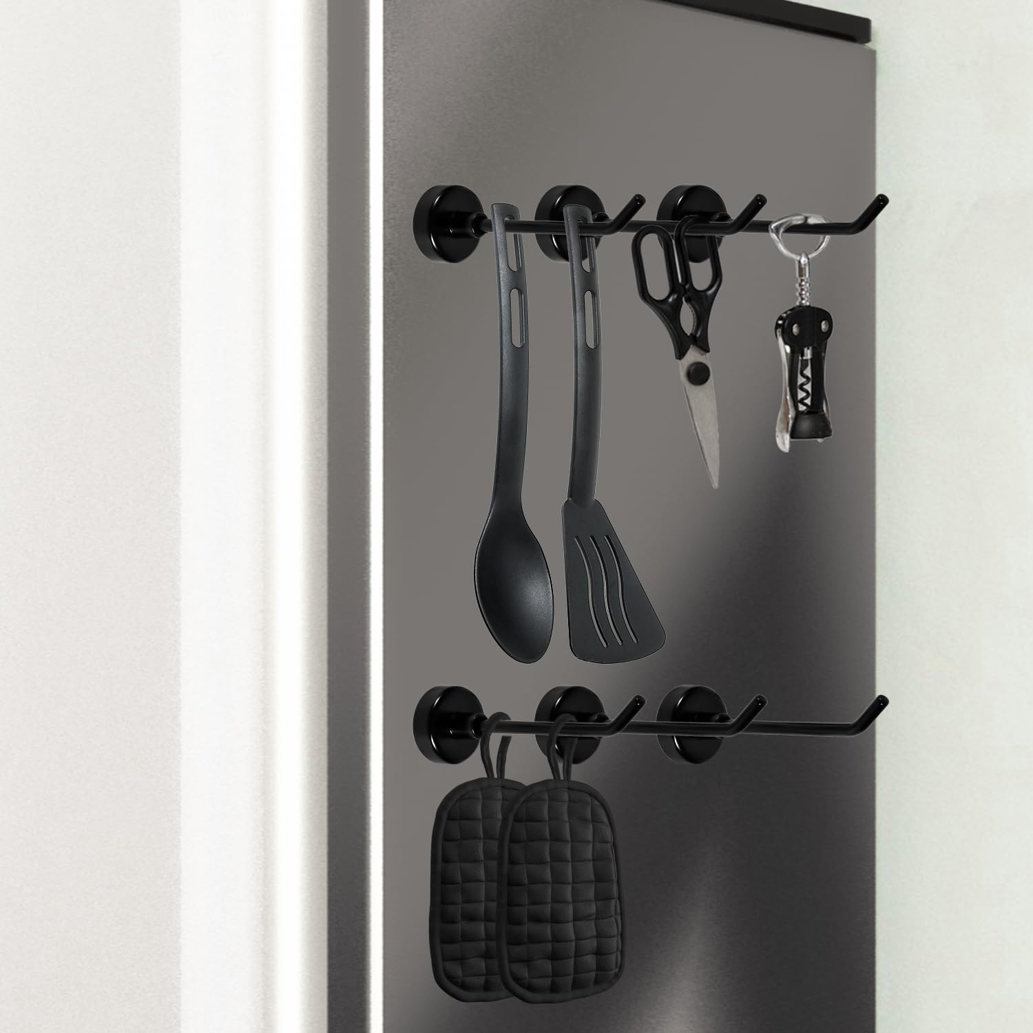 6 Large Magnetic Hooks, 1Kg 7Cm Long Strong Magnetic Hooks Strong Magnetic Hooks for Cruises Garages Kitchens and Refrigerators (Black) image number 6