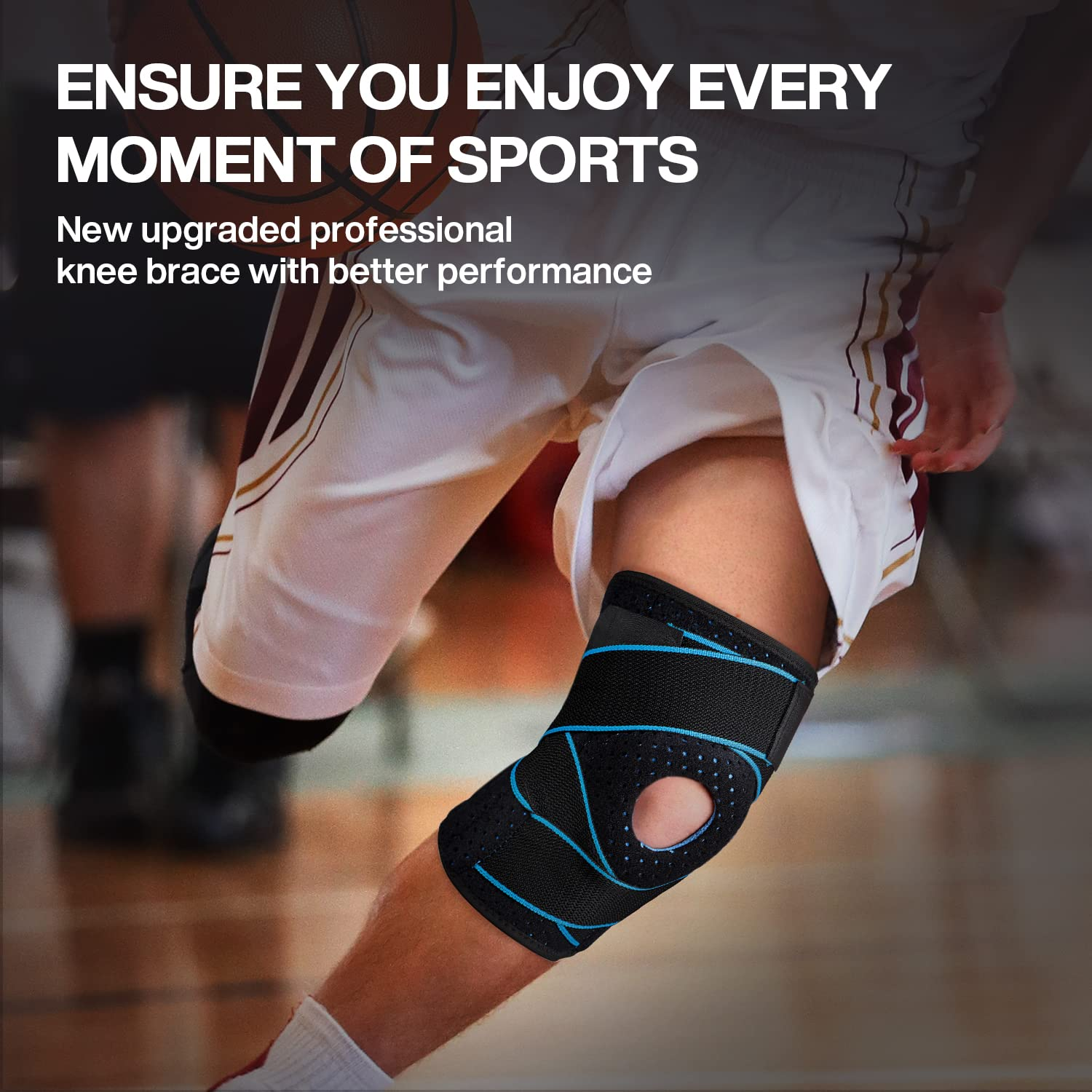 Spardar Sports Knee Pads with Stabilizers and Patella Gel Pads, Adjustable Compression Knee Sleeves for Knee Pain, Injury Recovery, Men and Women image number 2