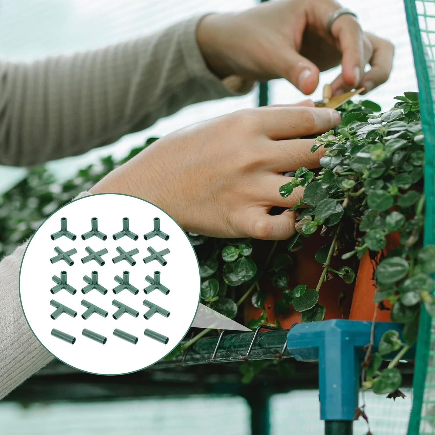 CLISPEED 20Pcs Gardening Frame Connectors Planting Supplies Greenhouse Joint Brackets Multi-Type Fixing Rod Joints for Plant Stake Support and Garden Frame Construction image number 4