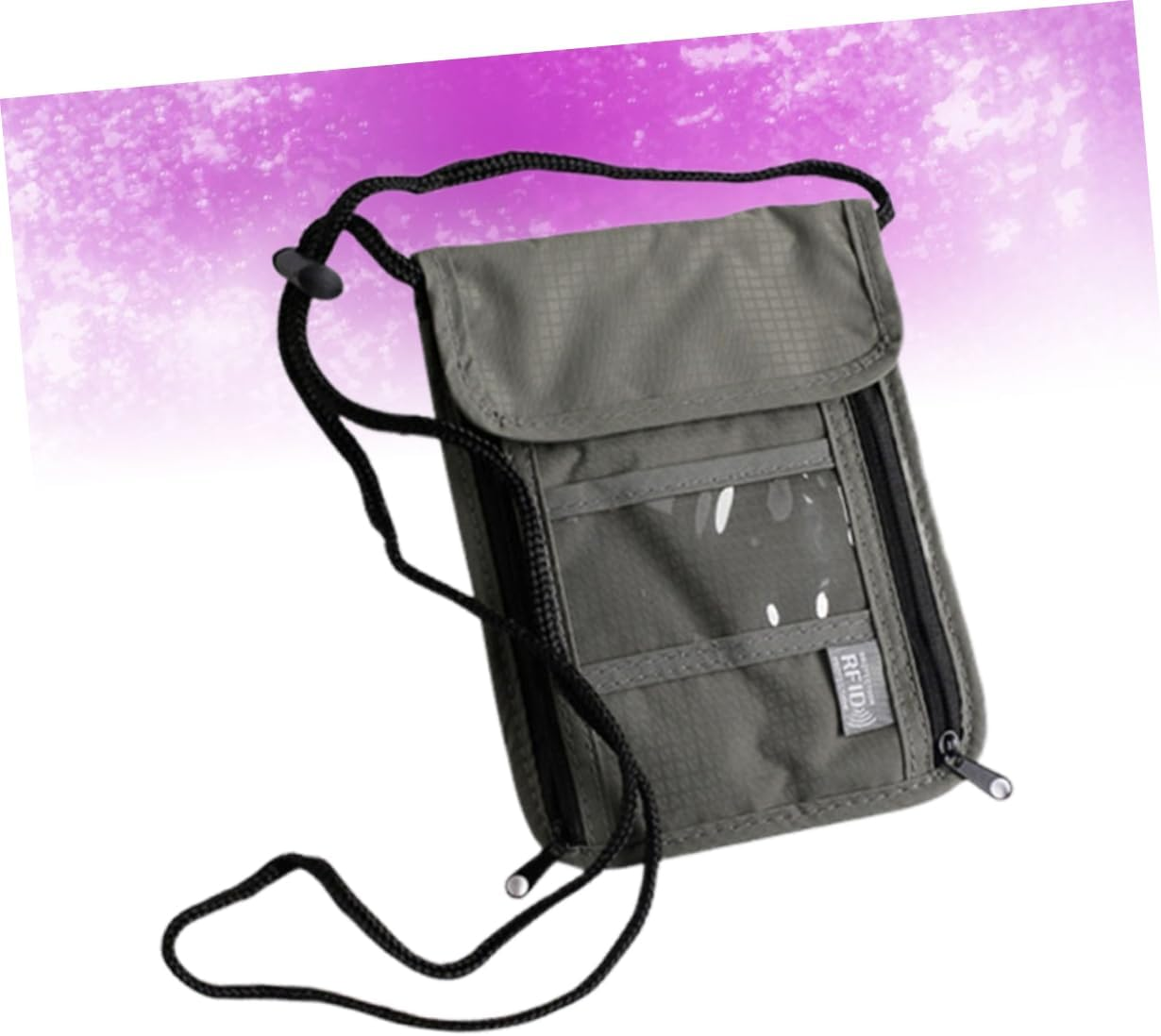 Veemoon Travel Wallet Neck Hanging Passport Holder for Men and Women, Waterproof Multifunctional Passport Cover Id Window, Credit Card Organizer, Grey Travel Carry Bag