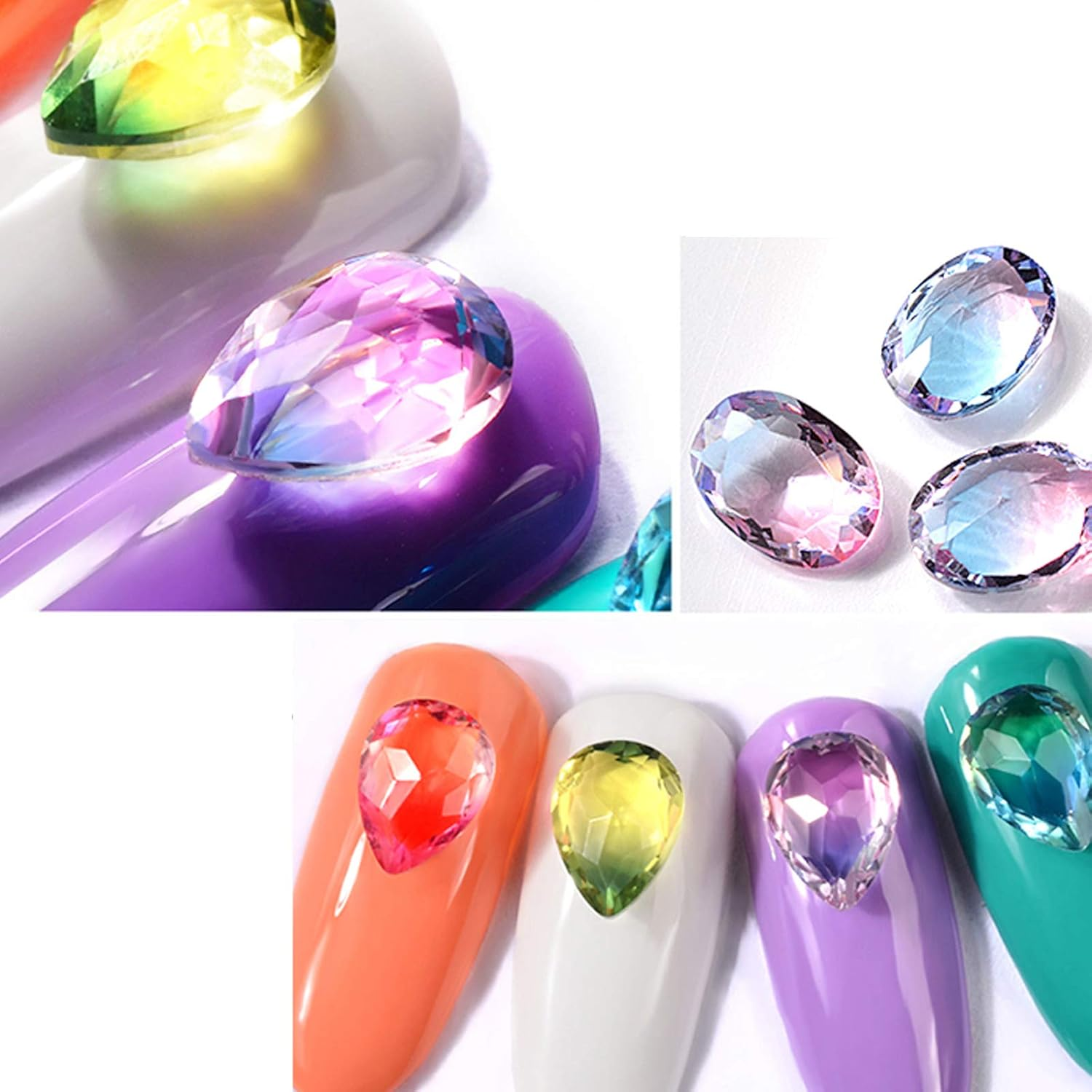 3 Grains Nail Art Rhinestones Nail Gemstone Rhinestone Decorative Nail Tourmaline Diamond Transparent Pink image number 3