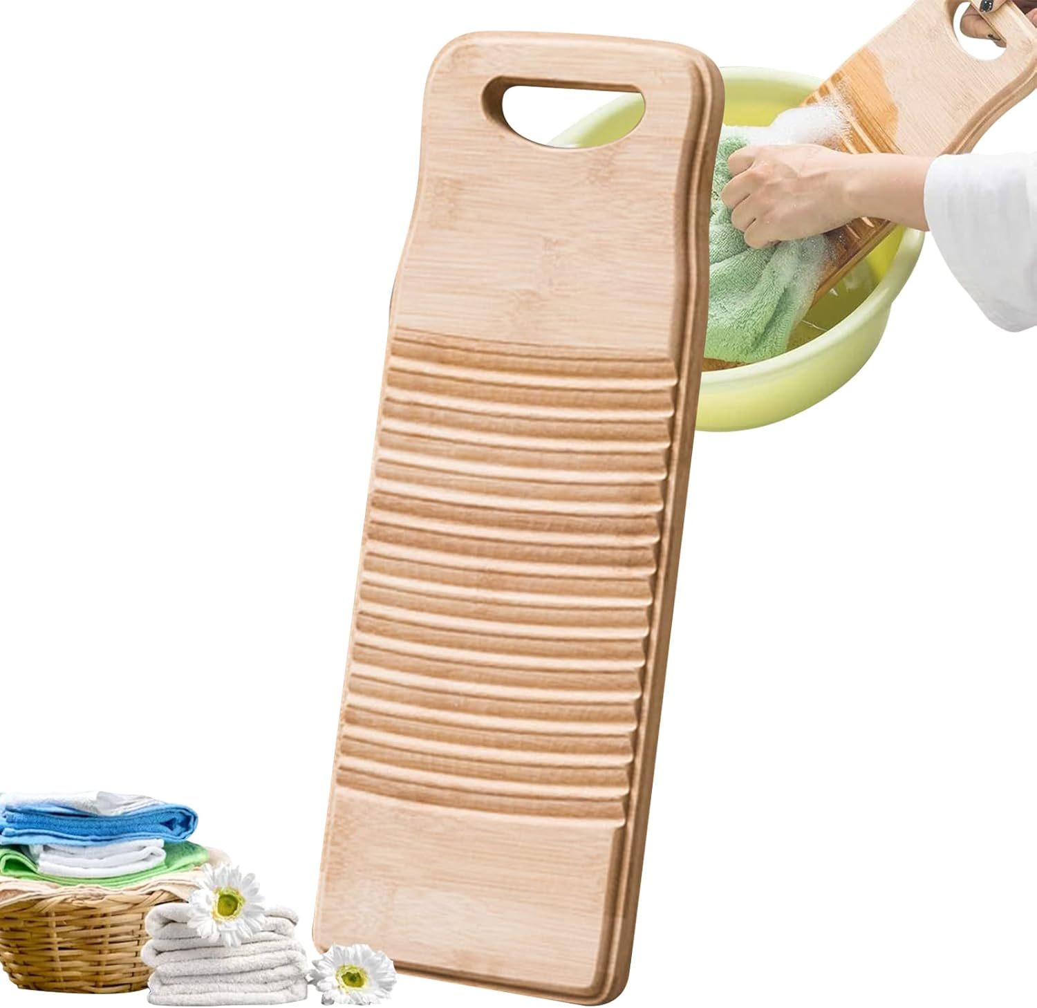 Lehom Bamboo Washboard,Washboard for Laundry,Anti-Slip Wood Washing Clothes Washboard,Washboard Hand Wash Board for Home Laundry Supplies 23.62''X7.87''X0.7'' image number 6
