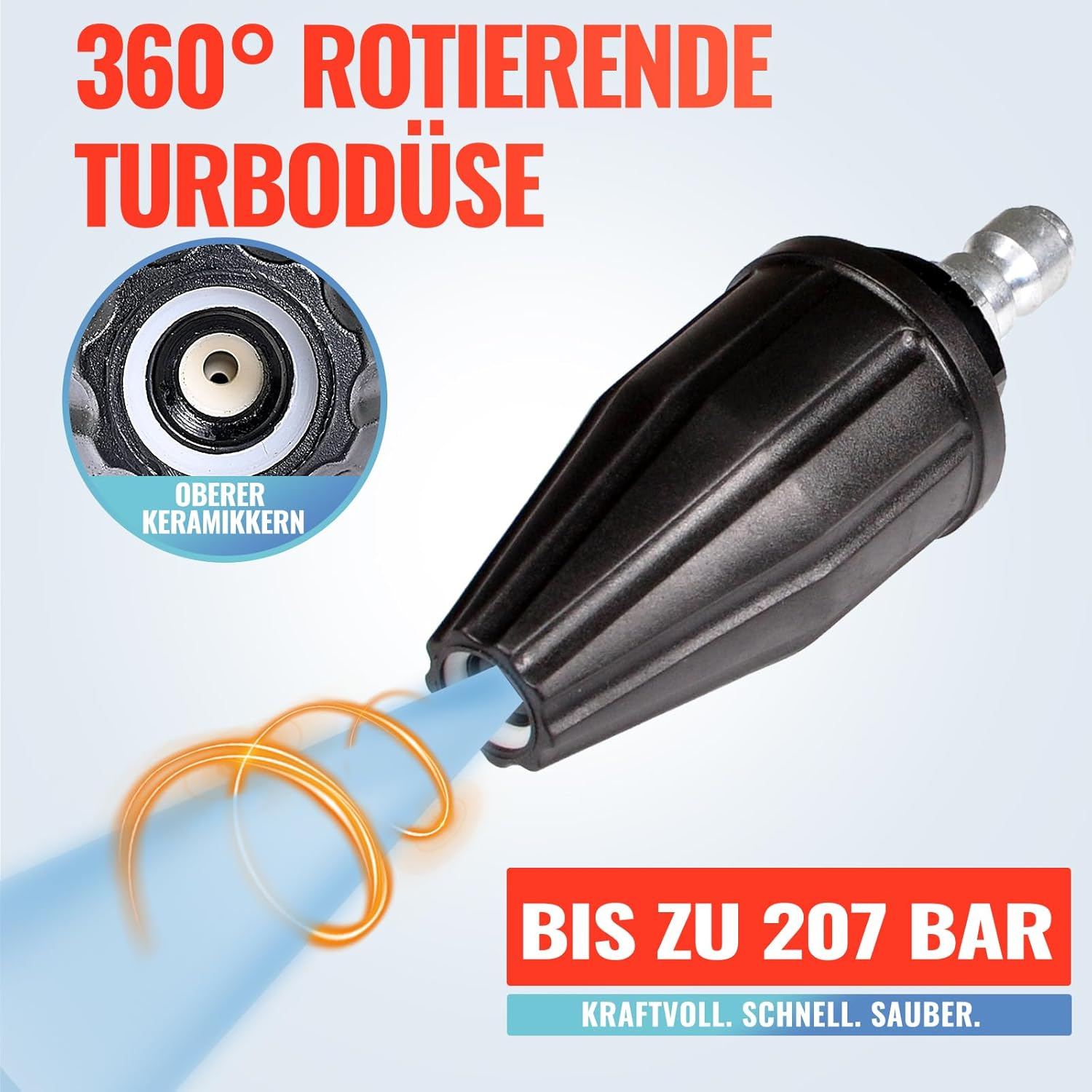 YAMATIC Pressure Washer Tips Turbo Nozzle, 360&deg; Rotating Spray Turbo 3000 PSI 4.0GPM with 1/4" Quick Connector, Compatible with Ryobi, Greenworks, Craftsman, Troybilt, Simpson image number 3