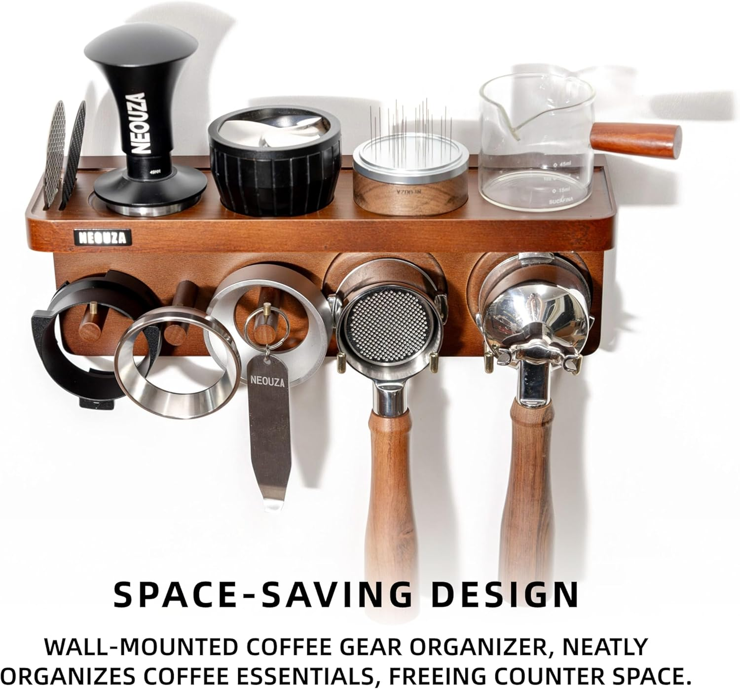 NEOUZA Espresso Accessories Holder Station Wall Mounted Organizer for 51/53/58Mm Coffee Tamper Distributor Portafilter Storage Shelf for Bar Home Office image number 1