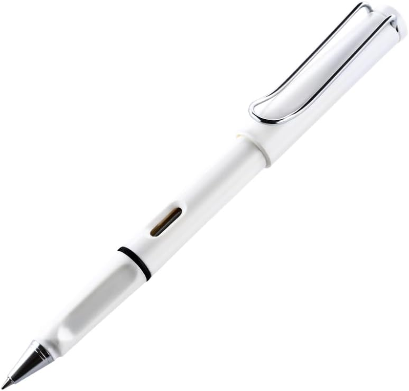 Smooth Rollerball Pen, 0.5Mm Tip, Black Gel Ink, Colour Barrel, Pocket Clip, Compatible with 843 845 Pen Refills (White) - Black image number 2