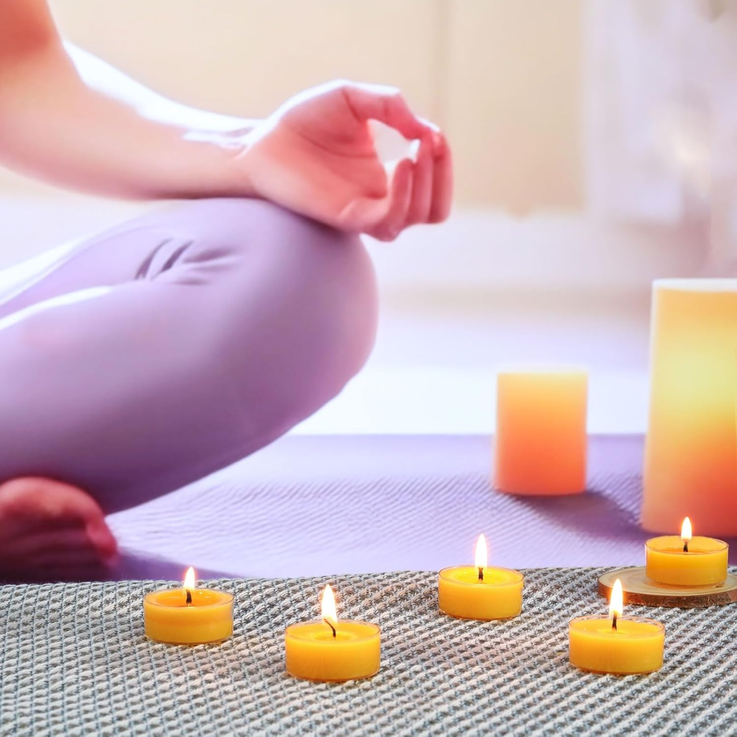 EP Leben 36 Pcs Beeswax Tealight Candles- 4 Hour Burn Time 100% Pure Beeswax Candles Burn Evenly and Clean Bees Wax Candles Bulk Smokeless Beeswax Tea Lights for Relaxing Air Purification image number 3