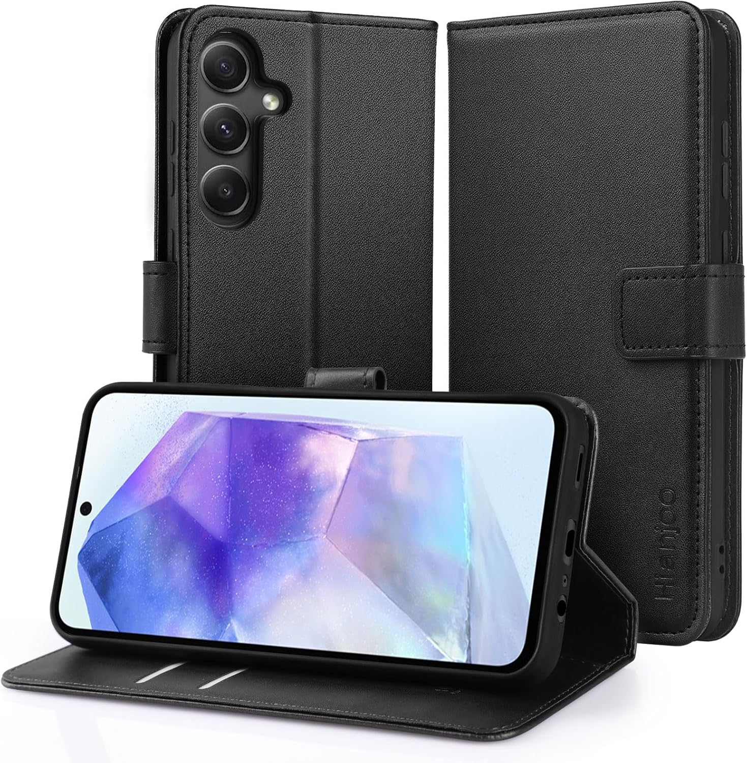 Hianjoo Case Compatible with Samsung Galaxy A55 6.6", Premium Protective Wallet Card Flip PU Leather Phone Case Replacement for Samsung Galaxy A55 - Black - Blue image number 3