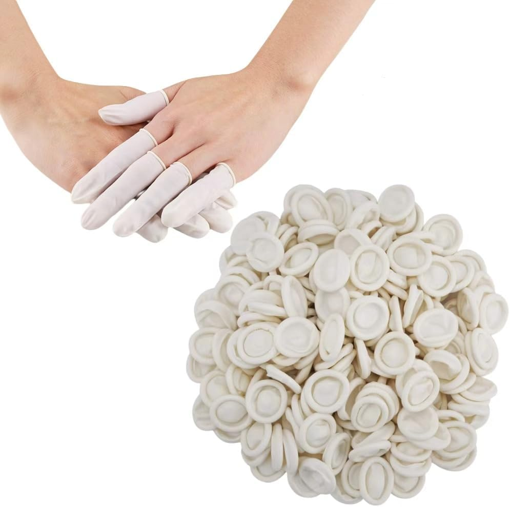 300 PCS Finger Cots,Klhcduo Medium Finger Protectors Latex Anti-Static Finger Covers,Finger Tip Protect Keeping Dressing Dry and Clean Disposable Finger Gloves,For Electronic Repair, Handmade Apply image number 1