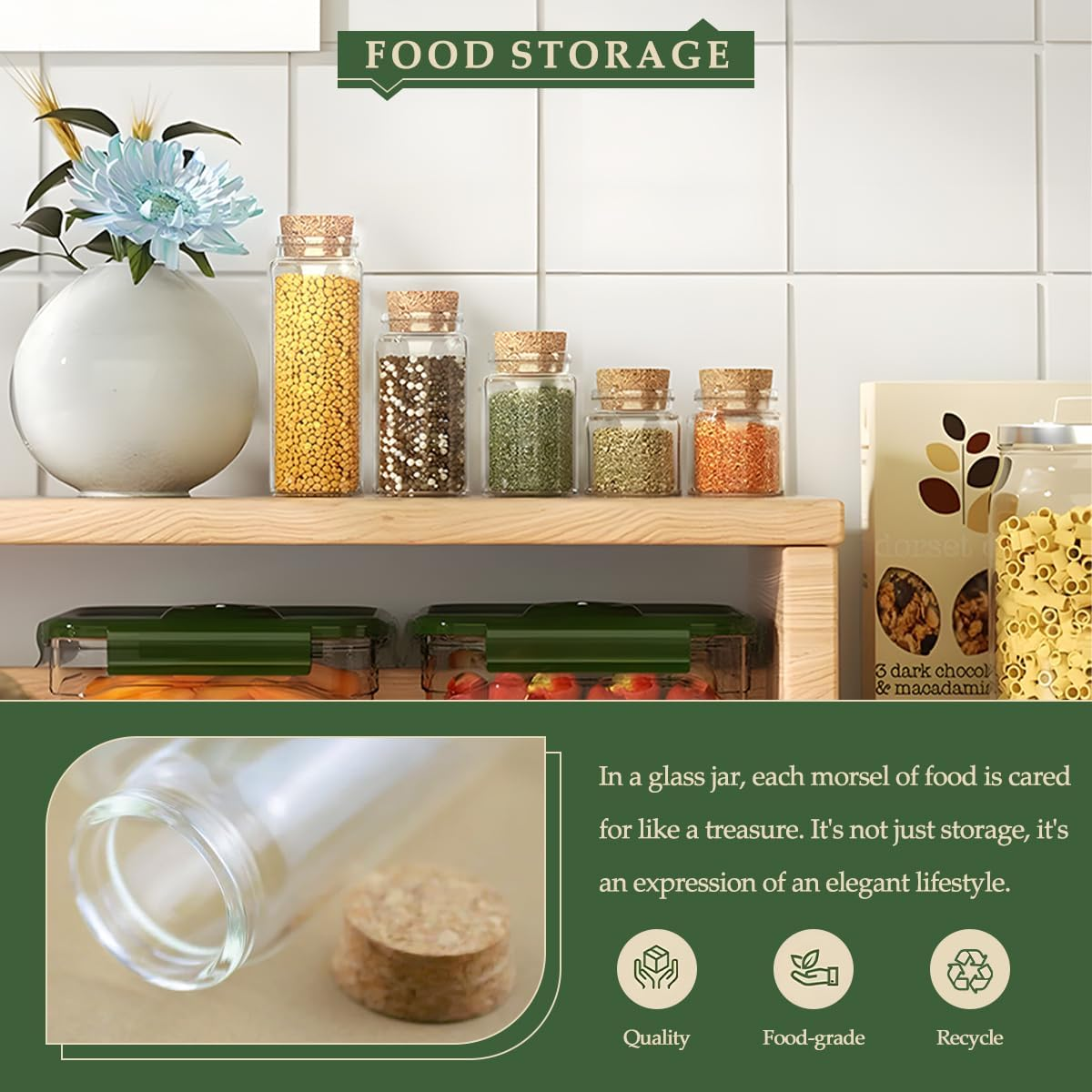 JIUYUE 15 Pcs 50 Ml Glass Bottle with Cork,Jars with Cork Lids(1.7 Oz-1.85X1.96 Inch) image number 1