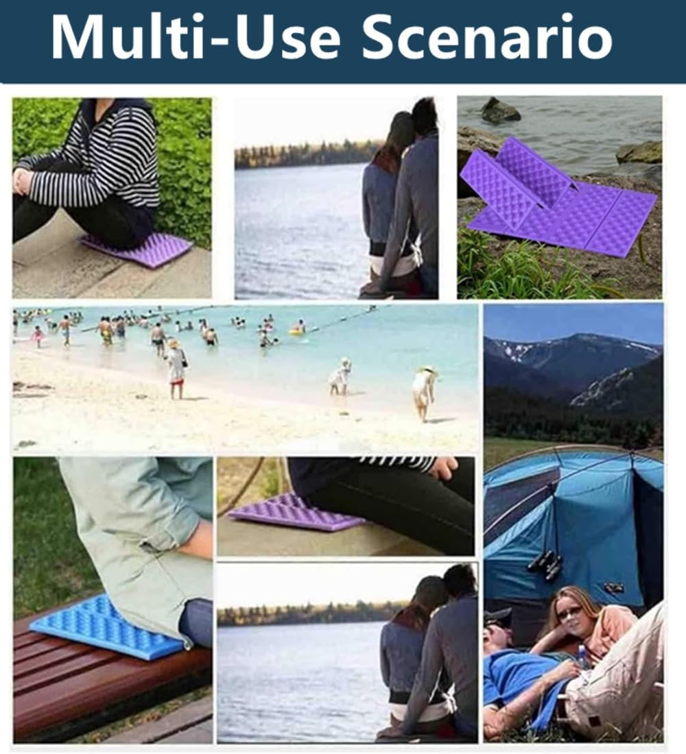2 Pcs Foam Seat Portable Seat Cushion,Mini Waterproof Folding Mat Foam Sitting Pad,Outdoor Folding Sitting Pad for Pinic Hiking Backpacking Mountaineering(Purple+Blue) image number 5