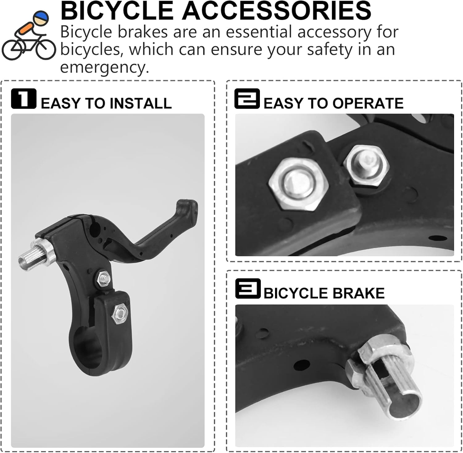 Homoyoyo 1 Pair of Bike Brake Lever Handle Universal Kids Bike Cycling Brake Level Handles Handlebar Bicycle Accessories for Mountain Bike Road Bicycle(Rosy) - Rosy image number 3