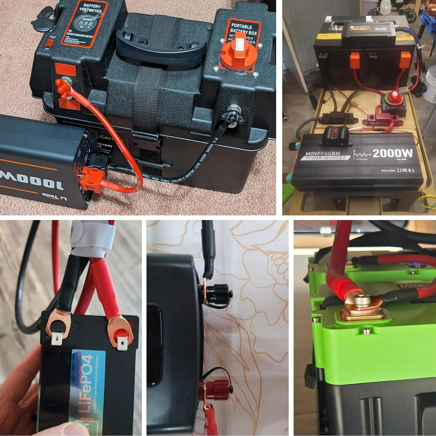 Igreely 1/0 AWG Gauge Battery Cable, 1Ft/30Cm Pure Copper Battery Power Cables with 5/16&rdquo; Heavy Duty Lugs for Solar Automotive RV Marine Boat,Diy for Replacement Parts & Accessories image number 1