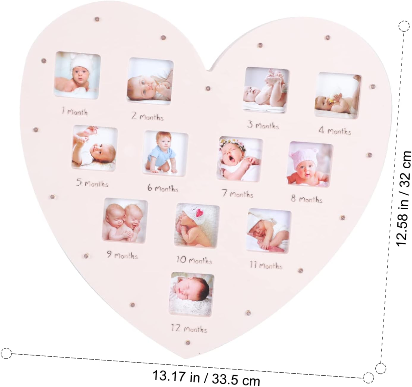 Growth Record Photo Frame for First Year Lighted Heart Shape Picture Frame for Boy Shower Capture Milestones image number 1
