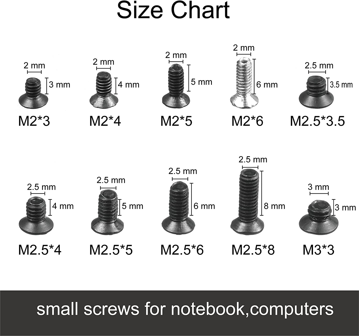 Yenghome 498 Pcs M2 M2.5 M3 Notebook Computer Laptop Screws Repair Replacement Kit,Flat Head PC Screw Assortment,Countersunk Repair Accessory image number 1