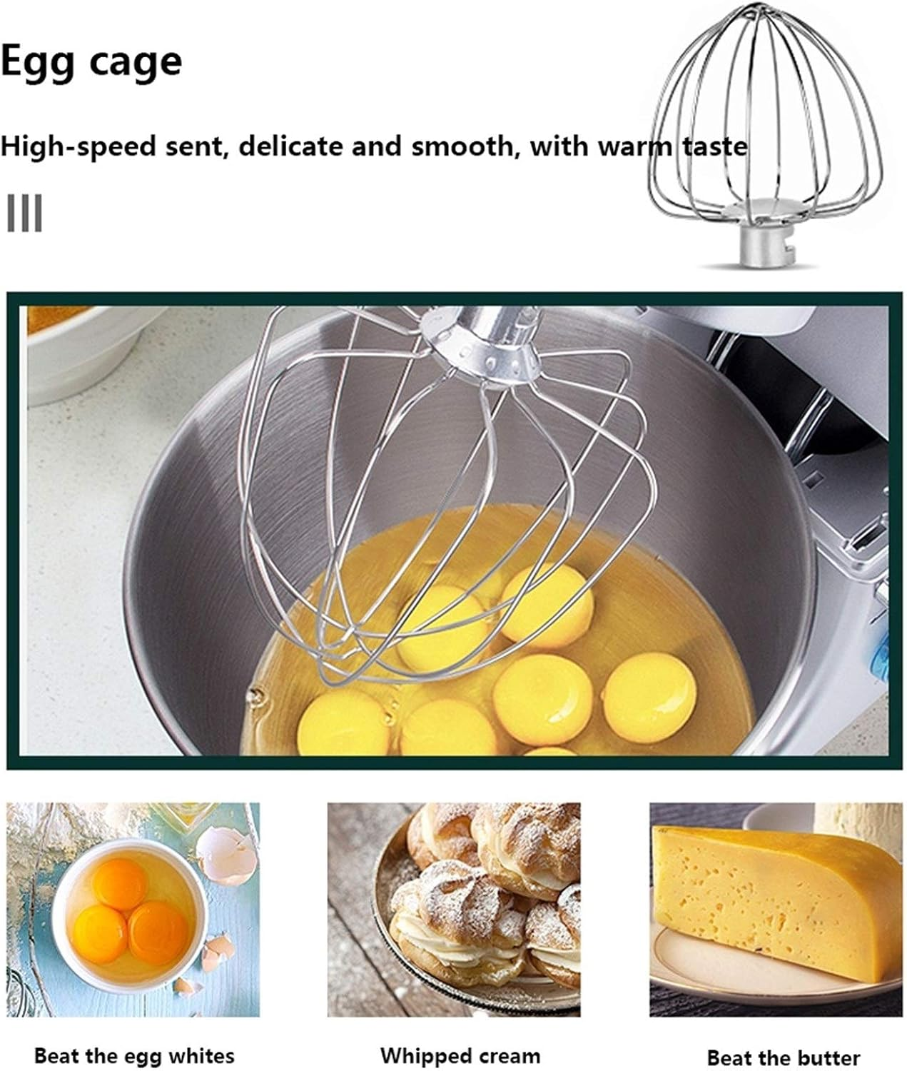 1300W Stand Mixer with 5.5L Bowl 10 Speed Kitchen Blenders Includes Dough Hook Whisk Beater for Wheaten Food Salad Cake (Color : White) image number 5
