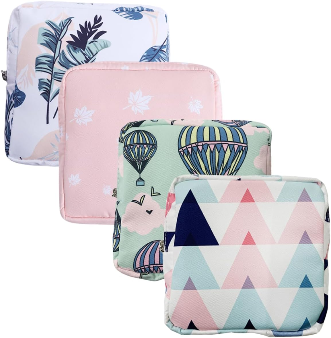 BUTIFULSIC 4Pcs Sanitary Napkin Storage Bag Coin Purse Handbag Aunt Towel Container Practical Period Bag Sanitary Napkin Bag Sanitary Bags for Feminine Products Washable Leaves