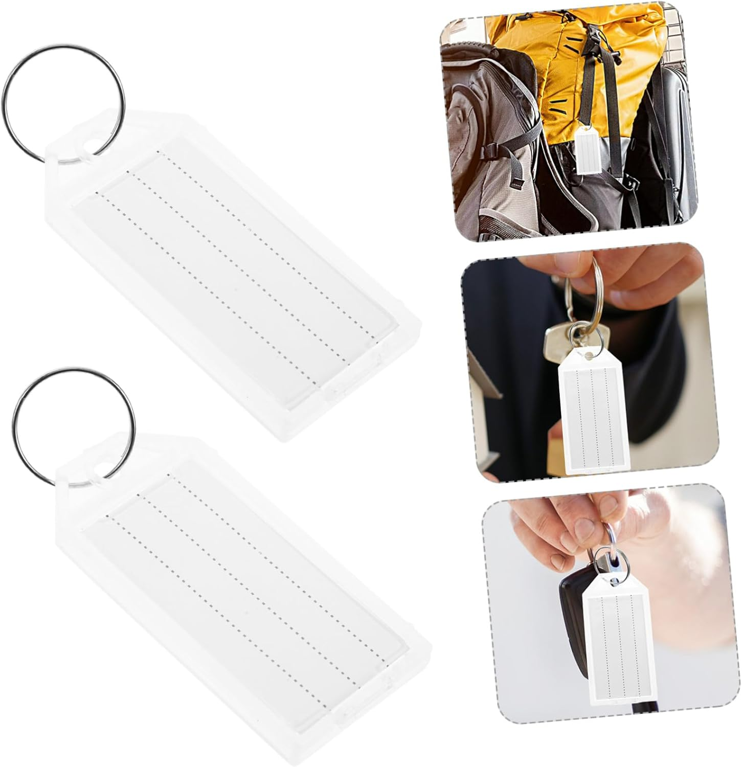 SHINEOFI 100Pcs Blank Plastic Key Tags Luggage Tag Keyring Labels for Travel Gear Suitcase Identification