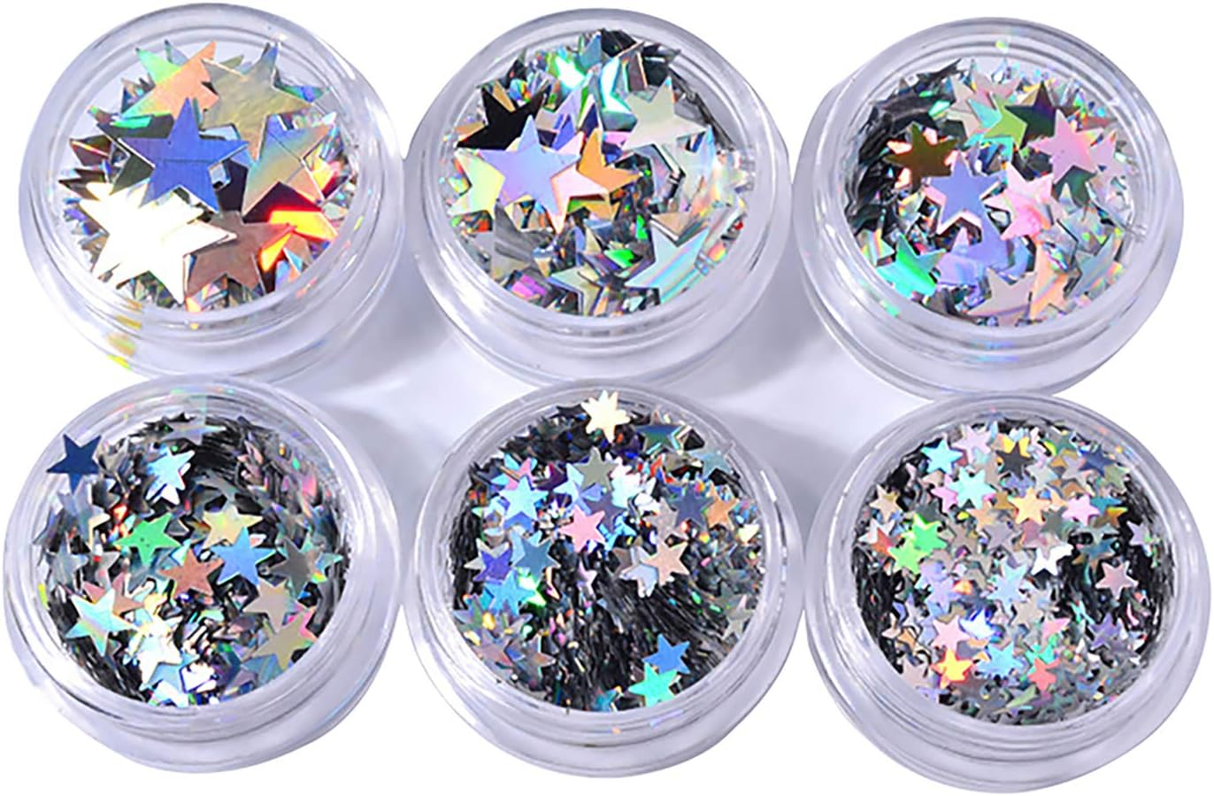 1 Set Nail Decorations Silver Five-Pointed Star Sequins Colorful Sequinss image number 1