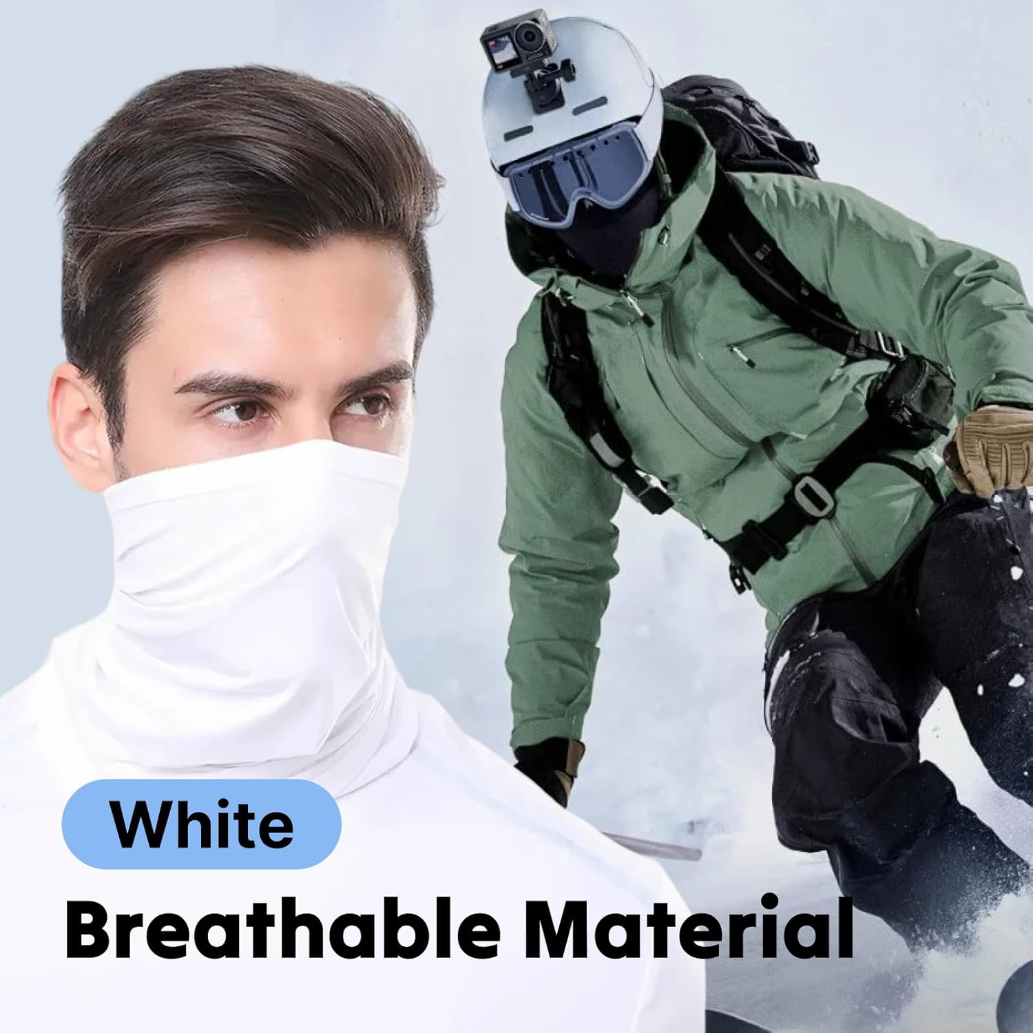 3 PCS Summer Face Cover Scarf, UV Protection Neck Gaiter, Breathable Outdoor Face Mask, Multi-Functional Headband Tube Bandana, Ice Silk Viscose Fiber Elastic Scarf for Sunscreen and Fishing image number 4