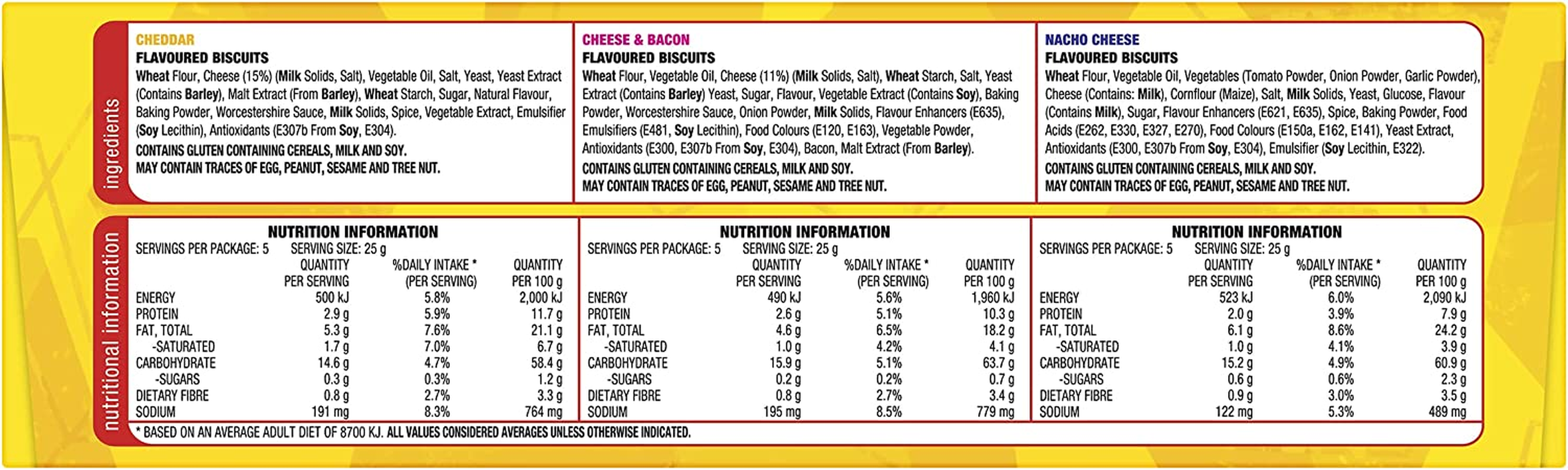 Arnott'S Shapes Cheeselovers Variety Multipack 15 Pack 375G image number 1