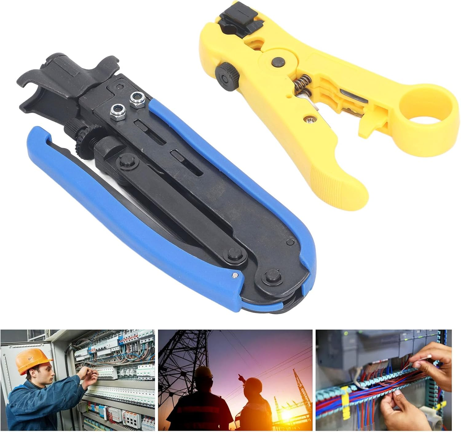 Coax Crimper Tool Kit, Adjustable Coaxial Cable Crimper Stripper with RG6 Connectors, Suitable for RG6, RG59, RG11, 75 5 7 Metric Imperial F Connectors, Indoor Use image number 6