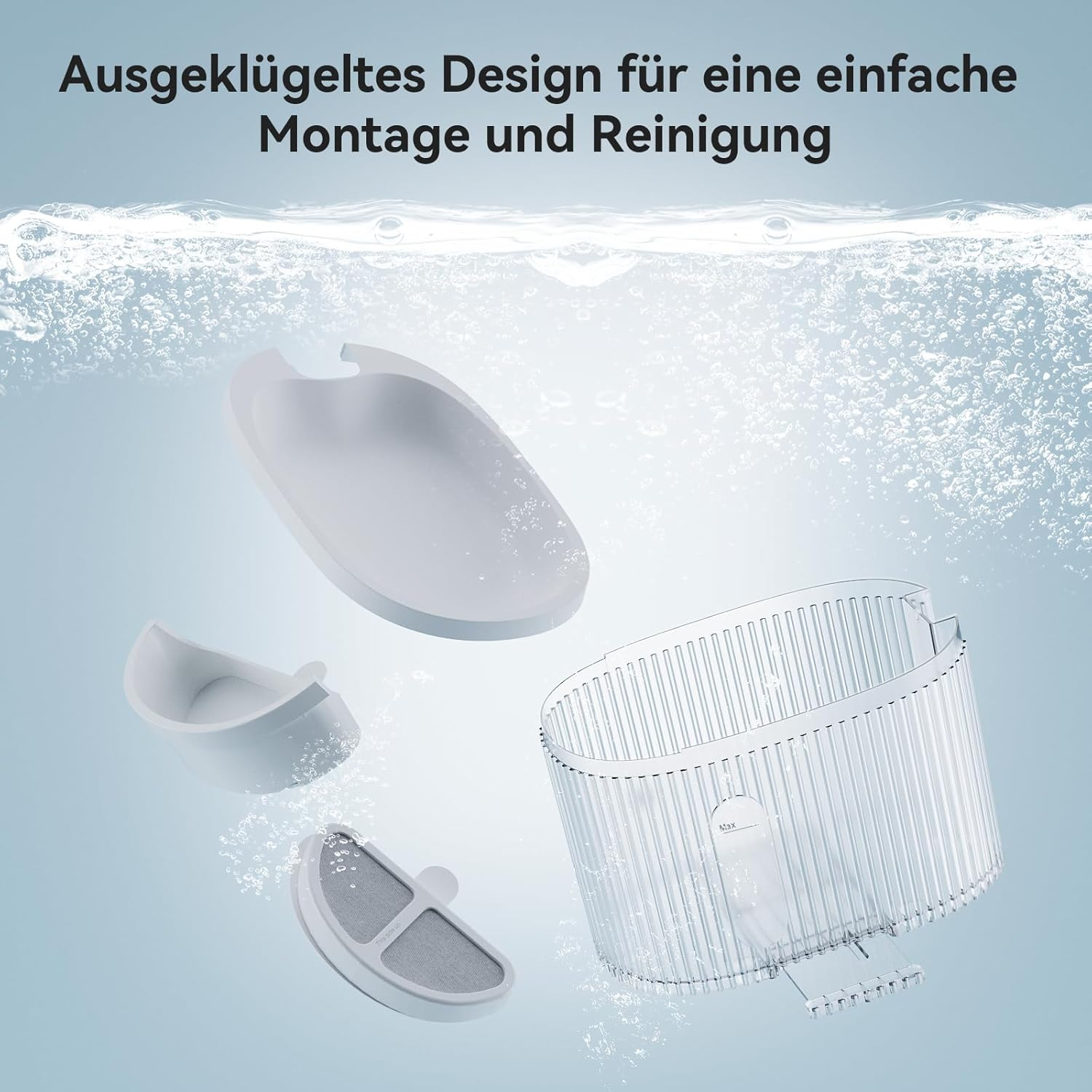 Astropet 2.5L Cat Drinking Fountain, Battery Operated Wireless Drinking Fountain with 5000Mah Lithium-Ion Batteries for Cats and Dogs, Battery Level and Filter Change Reminder image number 3