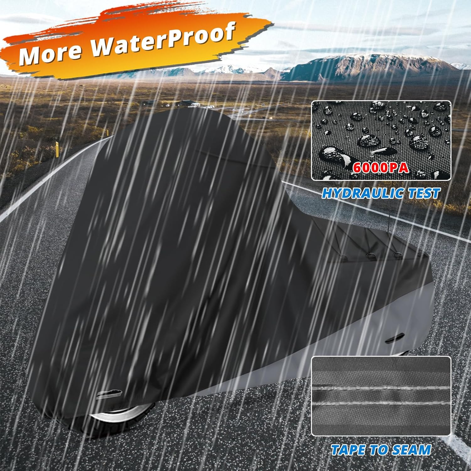 XYZCTEM Motorcycle Cover for Touring Models Harley Davidson Road King Road Glide Street Glide Electra Glide Low Rider-St Indoor & Outdoor All Weather Protect from Dust Sunlight Rain, Black image number 1