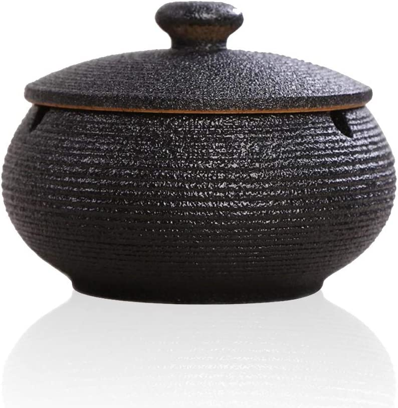 Lependor Ceramic Ashtray with Lids,Windproof,Cigarette Ashtray for Indoor or Outdoor Use，Ash Holder for Smokers,Desktop Smoking Ash Tray for Home Office Decoration - Pink