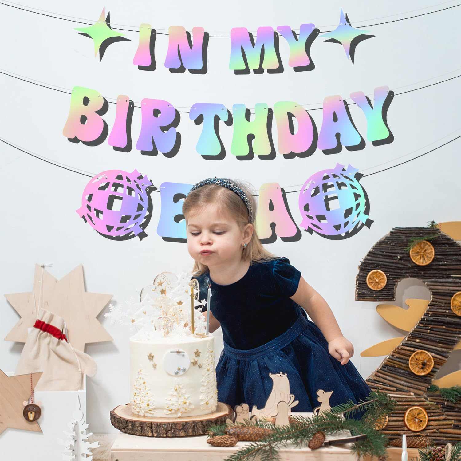 Party Banner, Holographic Color in My Birthday Era Backdrop Pre-Strung Birthday Era Decorations Banner for Friends Party Birthday Party image number 4